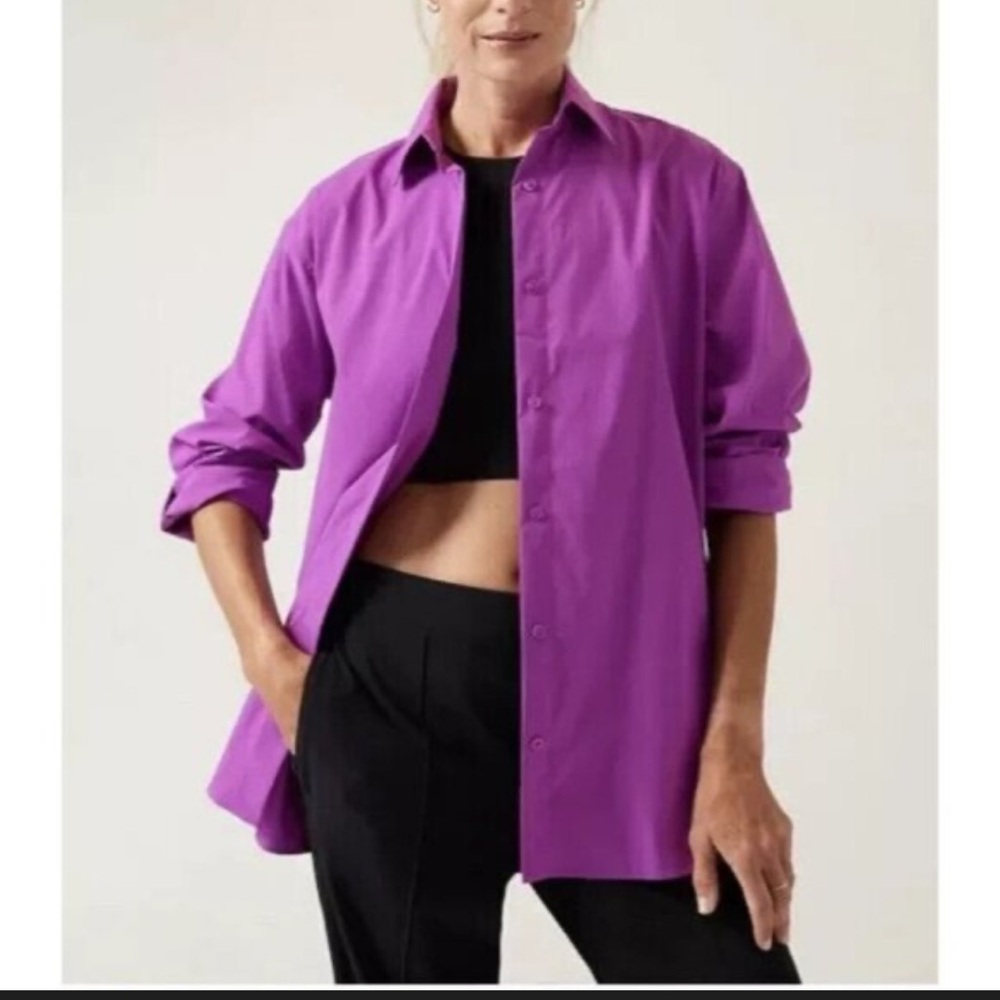 Athleta Performance Oversized Poplin Button Down … - image 1